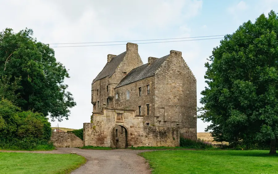 A ruined tower house used as an Outlander filming location