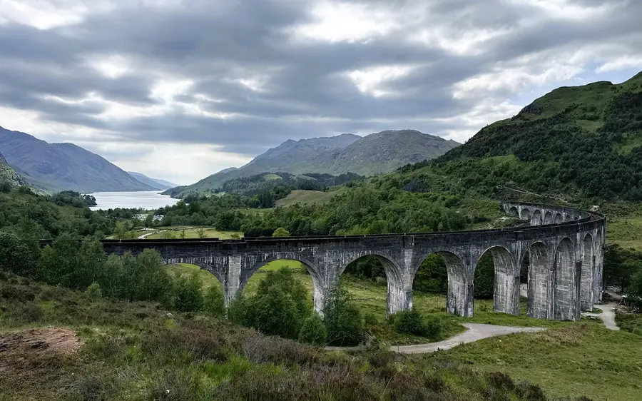The twenty-one arches of the Glenfinnan viaduct in the Highlands
