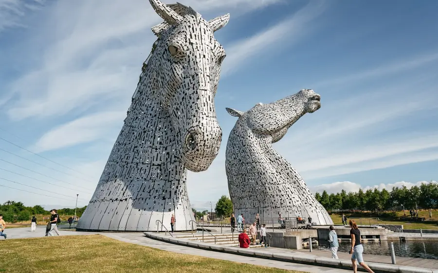 The Kelpies, two thirty-metre steel horse heads near Falkirk